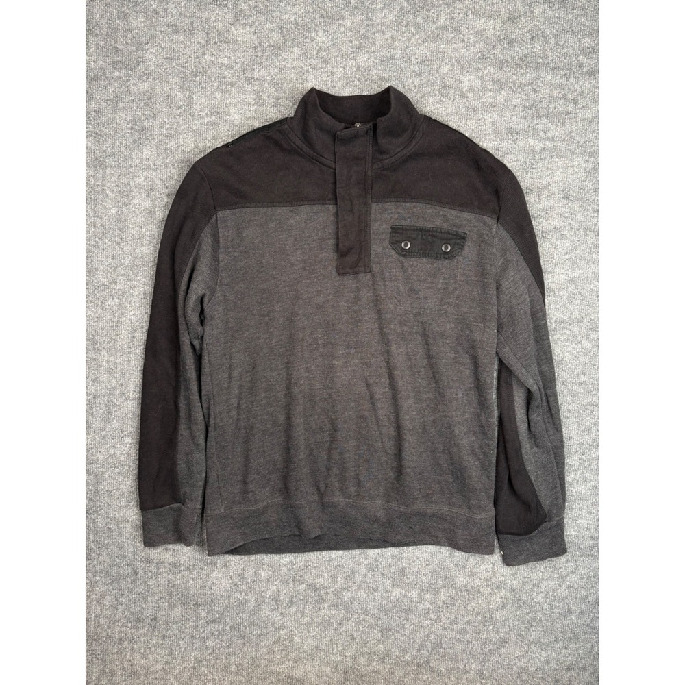 Marc Ecko Cut & Sew Mens XL Quarter Zip Pullover Gray Black Colorblock Sweater